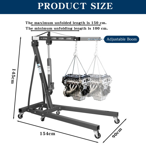 Switzer SwitZer 2 Ton Foldable Hydraulic Engine Crane Hoist 2