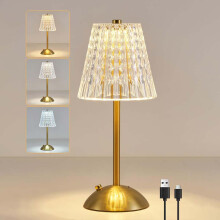 Crystal Touch Table Lamp 3-Color LED USB Rechargeable Desk Room Light