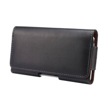 DFV mobile - Horizontale Echtleder-Gürteltasche mit Clip für SAMSUNG GALAXY S23 (2023) - Schwarz