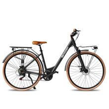 SHARP City Electric Bike 6 Speed 15.5 MPH E-Bike 28" Tyres Black BK-DM022-KB