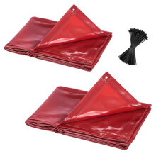Lot de 2 Rideaux de Soudage en Vinyle Ignifuge-Duoku-1,74 x 2,34 m-Ecran de Protection avec Protection UV à 6 Niveaux-Rouge