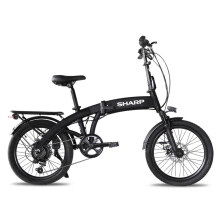 SHARP Folding Electric Bike 6 Speed 15.5 MPH E-Bike 20" Tyres Black BK-BM04-KB
