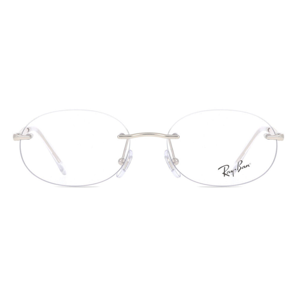 Ray-Ban Unisex Silver Oval Metal Eyeglasses Online - Rimless - Rb3767v - Image 4