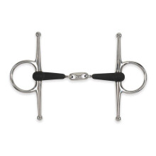 (5in, Silver/Black) Equirubber Equikind+ Peanut Link Horse Full Cheek Snaffle Bit
