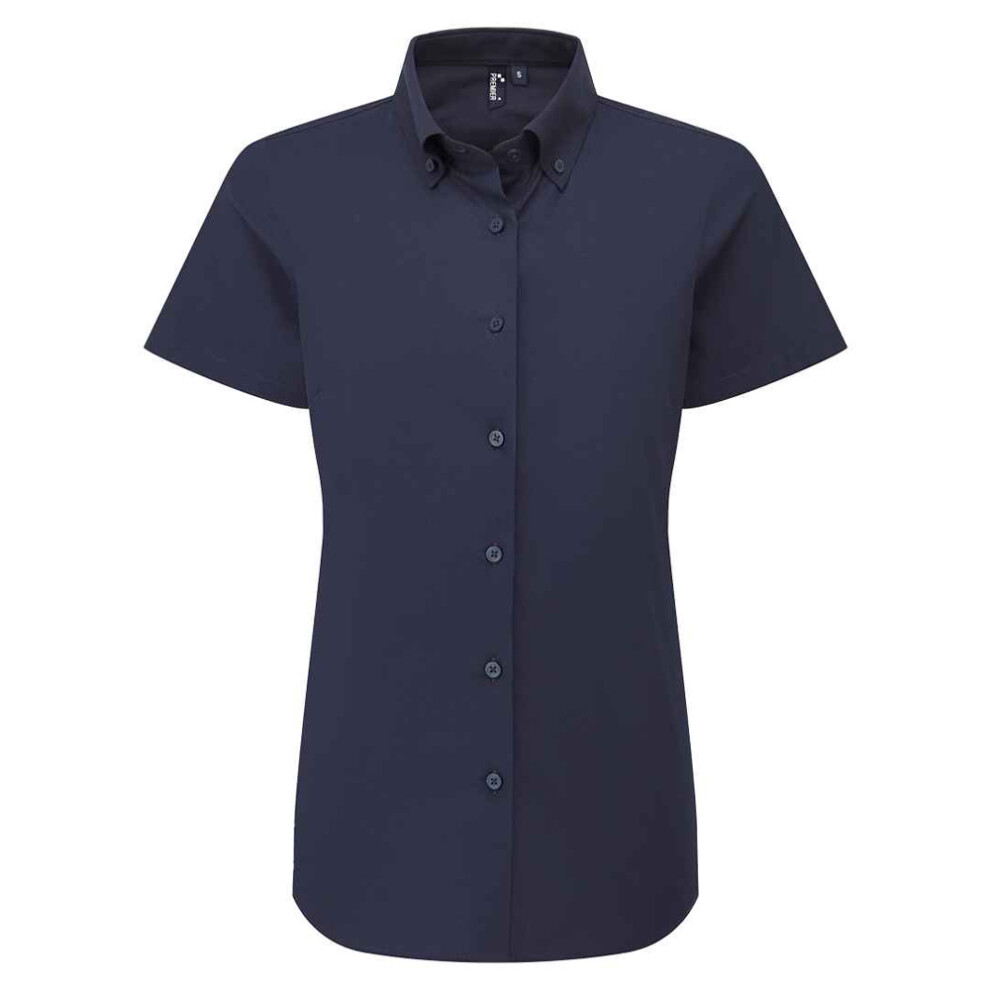 Premier (3Xl, Navy) Womens/Ladies Supreme Oxford Short-Sleeved Formal Shirt