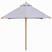 Hardwood Garden Parasol 2m Pulley Lift Light Grey