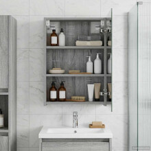 vidaXL Badezimmerspiegelschrank Graues Sonoma 40 x 10,5 x 60,5 cm