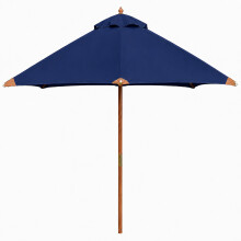 Hardwood Garden Parasol 2M Pulley Lift Navy Blue