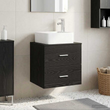 vidaXL Wall-Mounted Sink Vanity Black Oak 53 x 34.5 x 63 cm