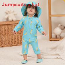 (Blue,Kid 2)Kid Swimsuit With Splashproof Fabric And Cartoon Banana Design For Fun Water