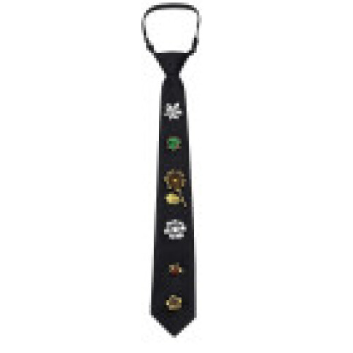 Black Polyester Tie With Clover Pattern For Adults And Accessories Costume