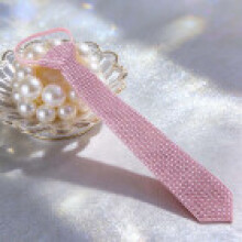 (Pink)Trendy Rhinestone Decorated Necktie With Narrow Fit For Both Genders Ideal For Office And Casual