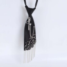 (BlackFringe3)No Ip Polyester Bow Tie With Pearl Tassels For Business Casual Women Men