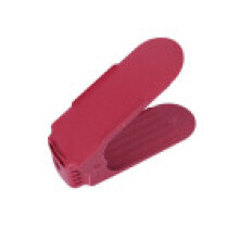 (Red)Space Saving Plastic Shoe Stand Dual Levels Adjustable Features Bedroom Use