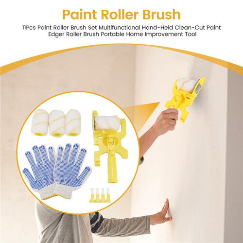 11Pcs Paint Roller Brush Set Multifunctional Hand-Held Clean-Cut Paint Edger Roller Brush Portable Home Improvement Tool 1