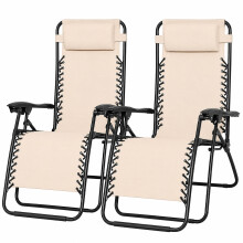 Reclining Garden Chairs Set of 2 Beige