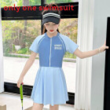 (Blue,L)Childrens Onepiece Swimsuit Girls Conservative Bathing Suit For Water Sports