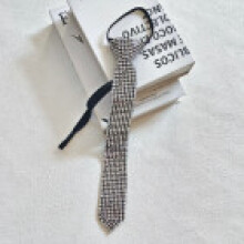 (Silver)Trendy Rhinestone Decorated Necktie With Narrow Fit For Both Genders Ideal For Office And Casual