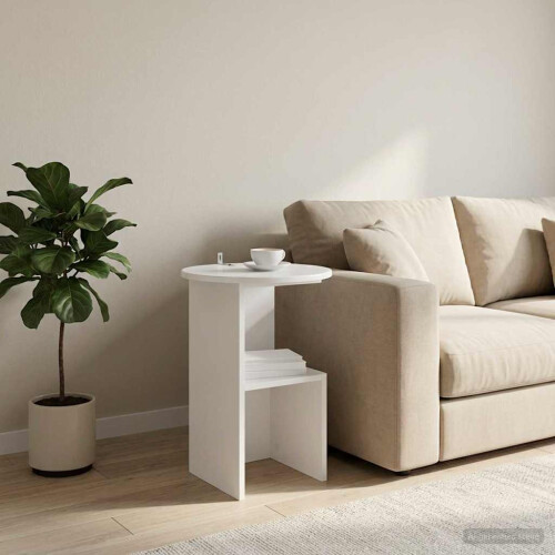 VidaXL vidaXL Side Table White Ø 39.5 x 55 cm Engineered Wood