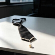 (BlackPearl1)Modern Pearldecorated Tie For Men And Women With Geometric Style For Celebrations