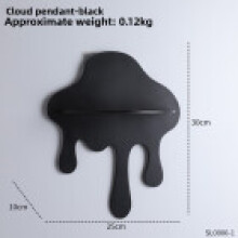 (Black)Modern Art Cloud Wall Decor With Storage Shelf Suitable For Office Entryway Or
