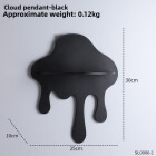 (Black)Modern Art Cloud Wall Decor With Storage Shelf Suitable For Office Entryway Or