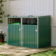 Metal Outdoor Bin Shed for 2 Trash Bins