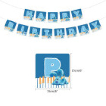 (1Pcs-Happy Birthday Banner) Kids Clues Blues Themed Birthday Party Decor Set Pull Flag Cake Spiral Balloon