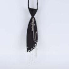 (BlackFringe4)No Ip Polyester Bow Tie With Pearl Tassels For Business Casual Men Women