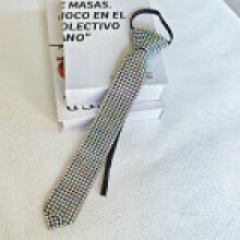 (Rainbow)Trendy Rhinestone Decorated Necktie With Narrow Fit For Both Genders Ideal For Office Casual And