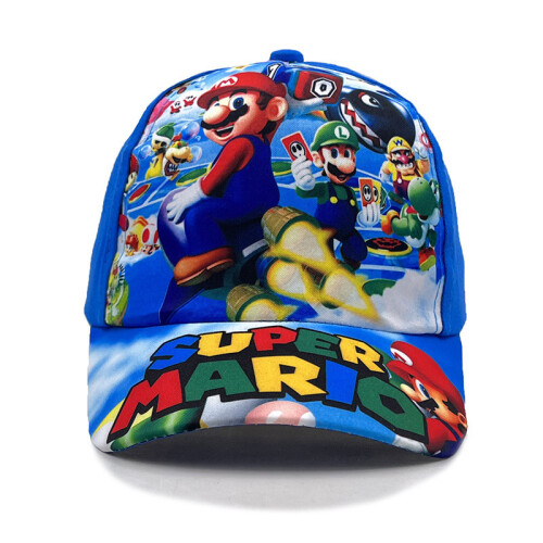 (StyleF) Bros Super Mario Pattern Kids Baseball Cap With Breathable Summer For Cotton