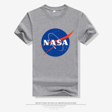 (Tag L=US/UK S, Gray) Usa Chic Fashion Nasa Retro Logo Vintage Look Space 80s Cotton Mens Tshirt