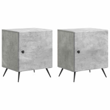 vidaXL Bedside Cabinet 2 pcs Concrete Grey 43 x 34.5 x 50 cm