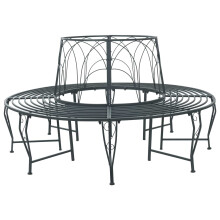 vidaXL Tree Bench 8-Seater Ø 160 x 89 cm Steel Silver Grey Round