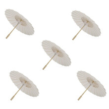 5PCS Paper Parasol 60Cm Beach Umbrella White DIY Umbrella Photography Props for Baby Shower Party Wedding