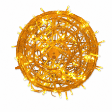Yellow LED Rattan Ball Decorative Light, Waterproof 24V, for Outdoor Garden and Tree Decoration