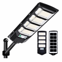 Outdoor Solar LED Street Light with Motion Sensor, 4 Heads 432 LEDs, Iron Bracket and Remote Control