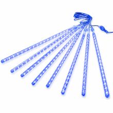 Blue LED Meteor Shower Lights Plug-In, 8 Tube Set for Outdoor Tree Decoration