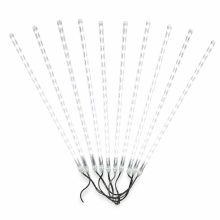 Solar LED Meteor Shower Lights, White Waterproof Outdoor Garden Decor, 8 Tubes, 576 LEDs