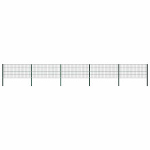 vidaXL Fence Panel with Posts Iron 867x80 cm Green