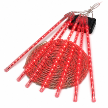 Solar Red LED Meteor Shower Lights, 10 Tubes for Garden, Tree and Outdoor Decoration