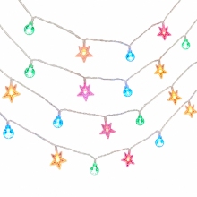 Multicolour Star and Bubble LED Fairy Lights, 80 Lights, Waterproof Battery Box, Remote Control, Steady and Flashing Modes