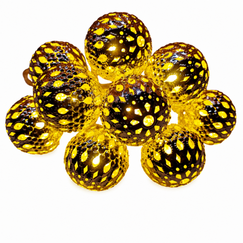 Moroccan Silver Ball LED String Lights, Warm White, USB Powered, Remote Control, 30 LEDs, 8 Modes