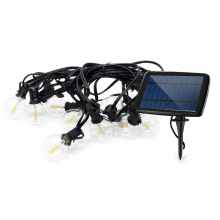 Solar LED G40 String Lights, Waterproof Outdoor Garden and Patio Decoration, 30 Bulbs, 2 Spare Bulbs