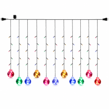 LED Curtain String Lights with Colourful Globe Balls, 12 Drops, Remote Control and 8 Modes for Window and Christmas Decor