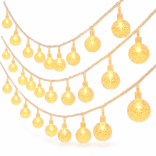 Solar LED Globe String Lights, 100 Warm White LEDs, IP67 Waterproof for Garden and Balcony