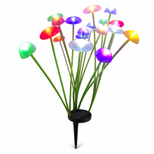 Solar LED Mushroom Stake Lights, 10 Multicolour Waterproof Garden and Lawn Lights