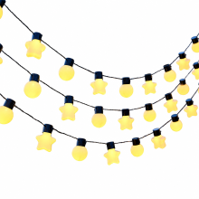 Battery Powered LED String Lights, Warm White Globe and Star Lights, Waterproof, 40 Lights for Camping and Parties
