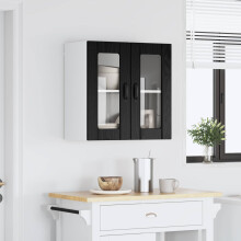 vidaXL Wall Glass Cabinet LUCCA Black Oak 60 x 31 x 60 cm