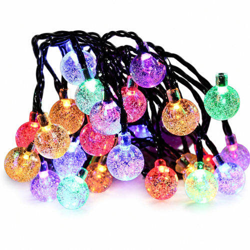 Solar LED Globe String Lights, Multicolor, 100 Lights, 8 Modes, Waterproof for Outdoor Camping